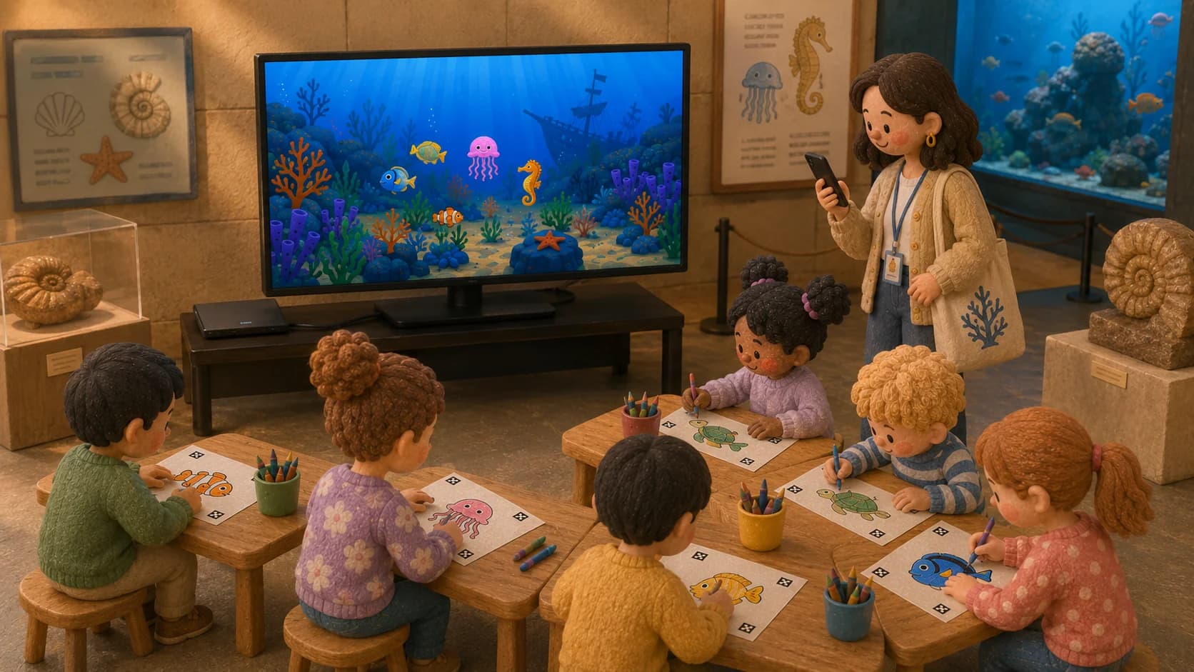 An aquarium kiosk at a venue